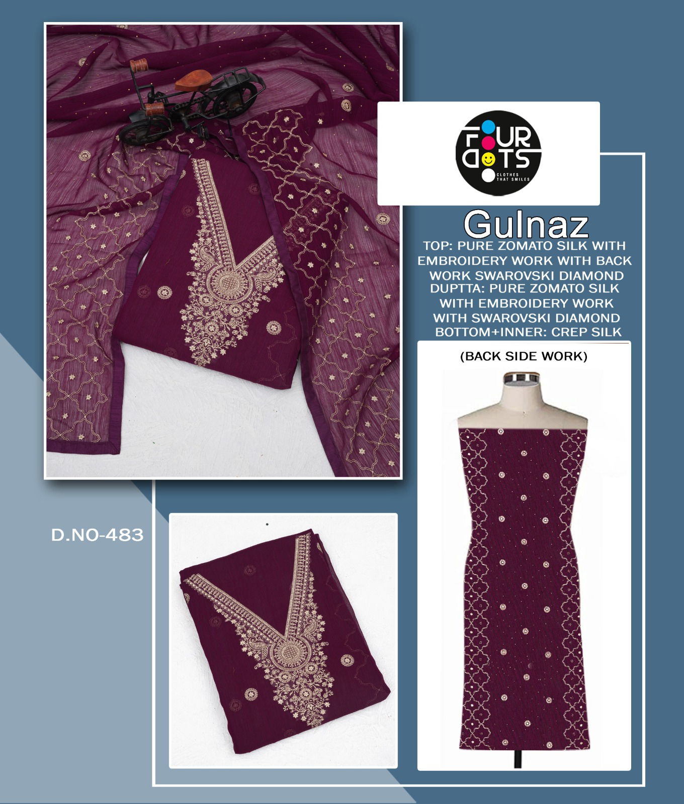 Gulnaz By Four Dots 481 To 484 Dress Material suppliers in India
